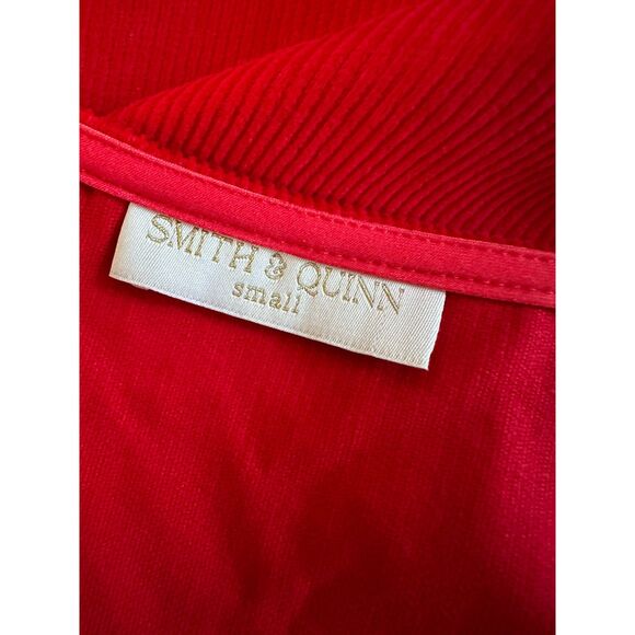 Smith & Quinn Red Corduroy Scallop Puff Sleeve Babydoll Mini Dress size Small - Picture 3 of 8